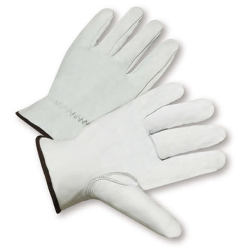 West Chester 991K/XL Premium Grade Driver Gloves, XL, Grain Goatskin Leather Palm, White, Keystone Thumb, Grain Goatskin Leather